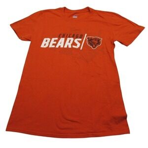 Chicago Bears Shirt Mens Small Majestic Orange Graphic Print Cotton Short Sleeve